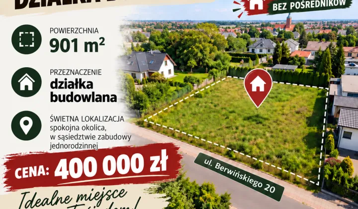 Działka budowlana Kościan, ul. Ryszarda Berwińskiego