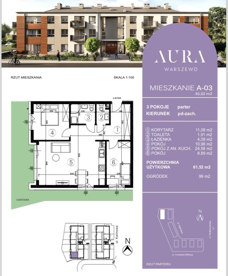 Mieszkanie 3-pokojowe Szczecin Warszewo, ul. Kalinowa. Zdjęcie 4