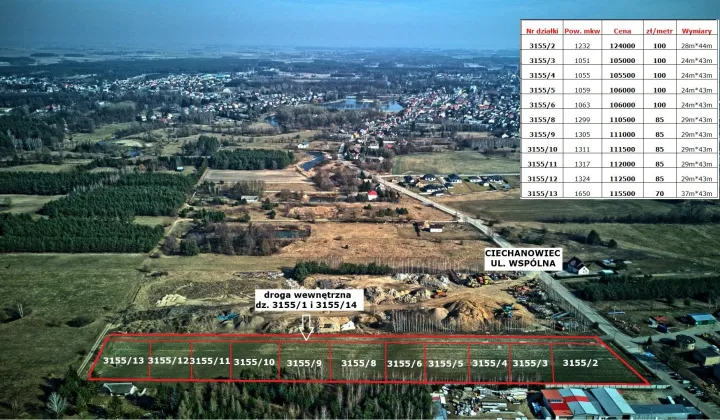 Działka budowlana Ciechanowiec, ul. Wspólna