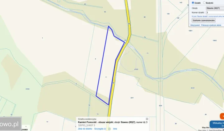 Działka rolna Stawno