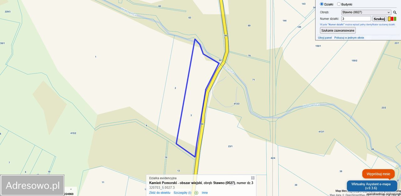 Działka rolna Stawno