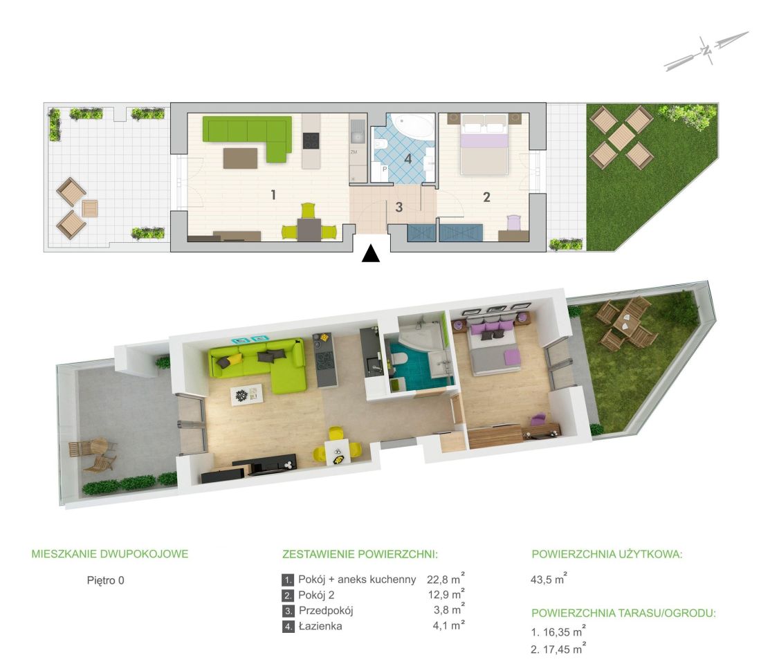 Mieszkanie 2-pokojowe Wrocław Gądów Mały, ul. Ludwika Idzikowskiego. Zdjęcie 15