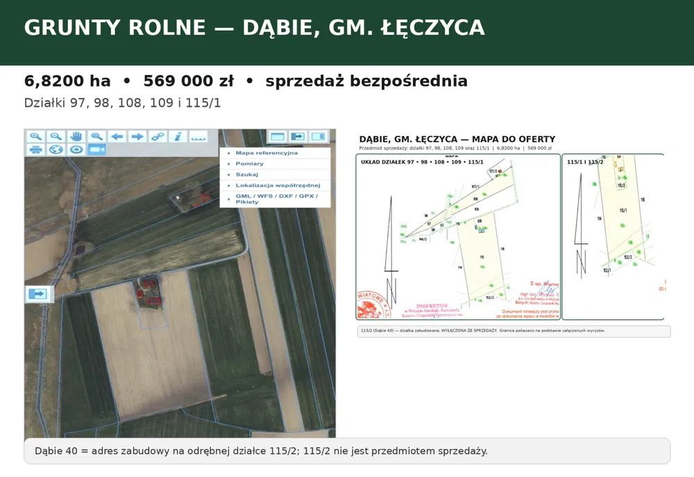 Działka rolna Dąbie. Zdjęcie 2