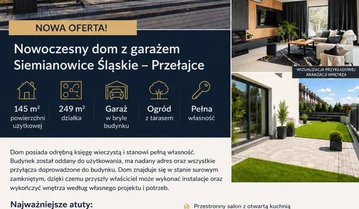 bliźniak, 5 pokoi Siemianowice Śląskie Przełajka, ul. Poranna