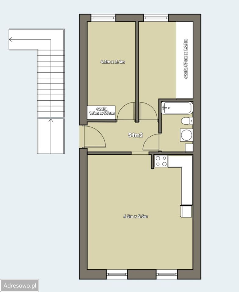 Mieszkanie 3-pokojowe Brzeg Centrum, ul. Chopina. Zdjęcie 6