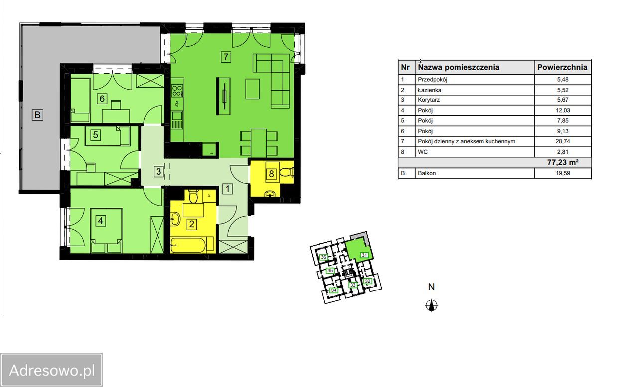 Mieszkanie 4-pokojowe Rzeszów Słocina, ul. Ignacego Paderewskiego. Zdjęcie 4
