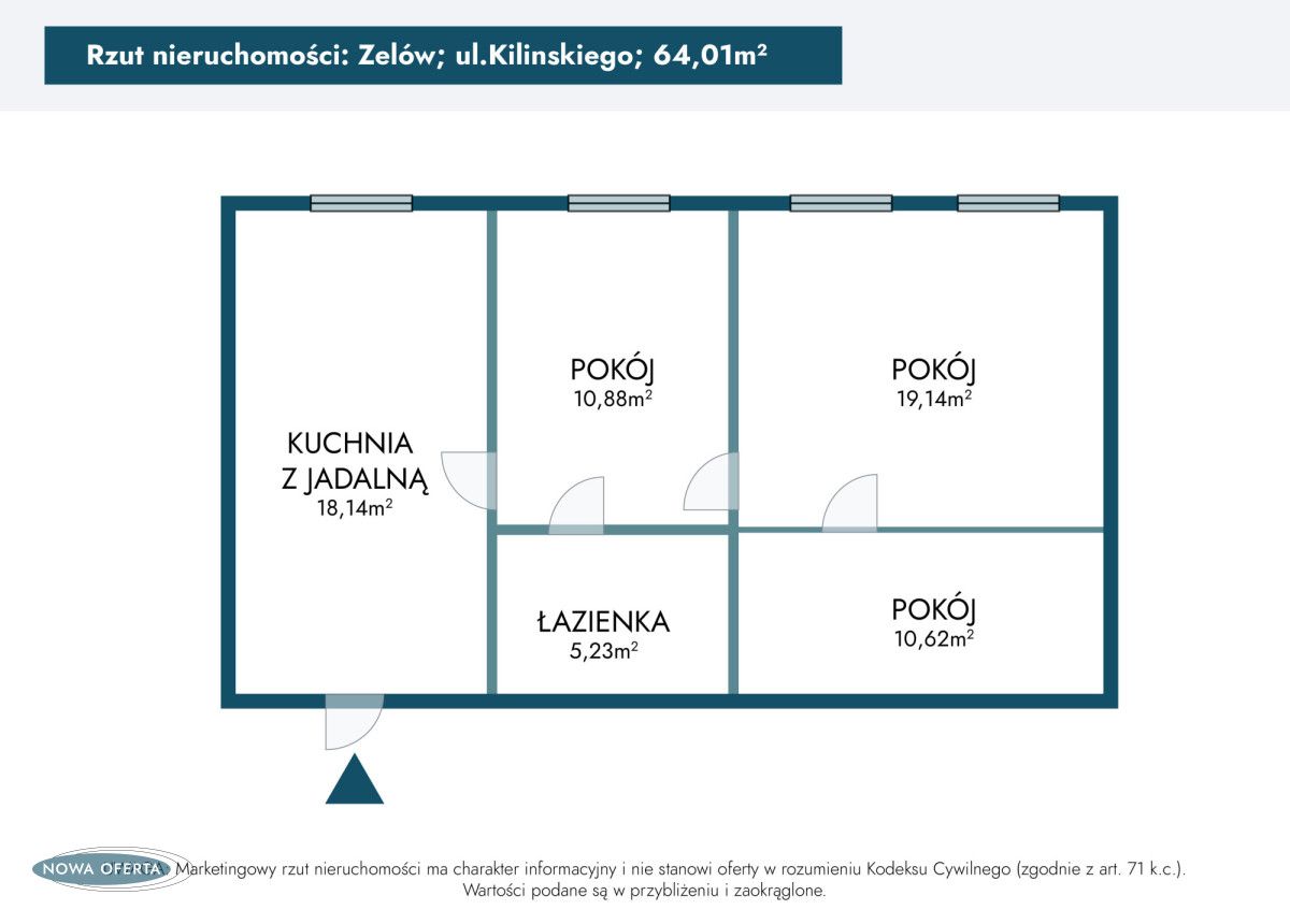 Mieszkanie 3-pokojowe Zelów, ul. Jana Kilińskiego. Zdjęcie 9