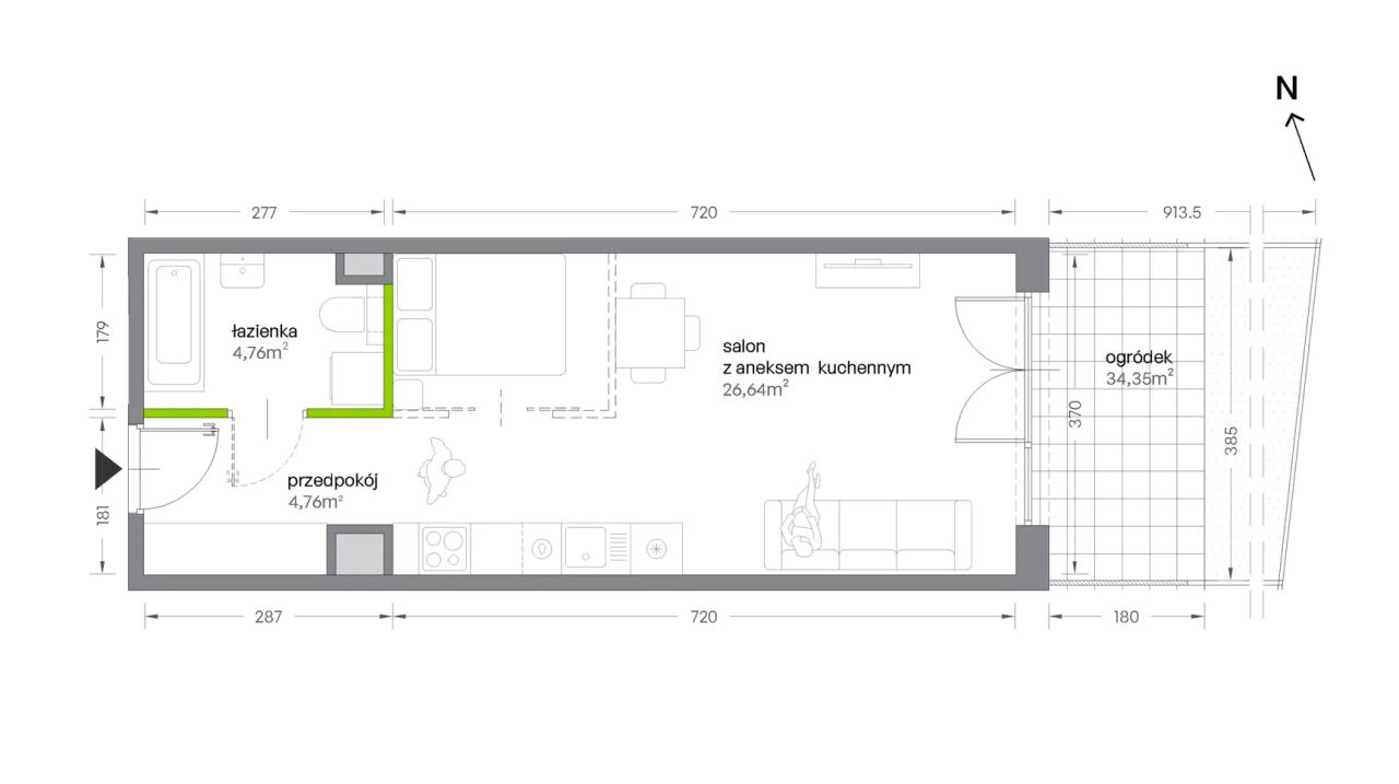 Mieszkanie 1-pokojowe Kraków Krowodrza, ul. Żabiniec. Zdjęcie 7