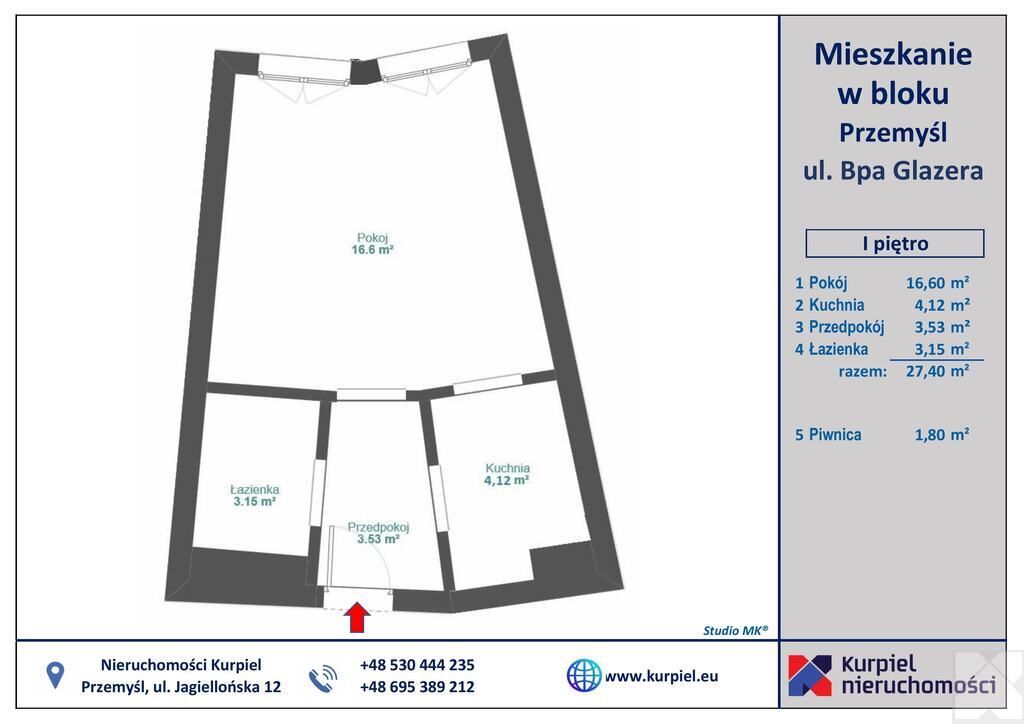 Mieszkanie 1-pokojowe Przemyśl, ul. Biskupa Jakuba Glazera. Zdjęcie 12