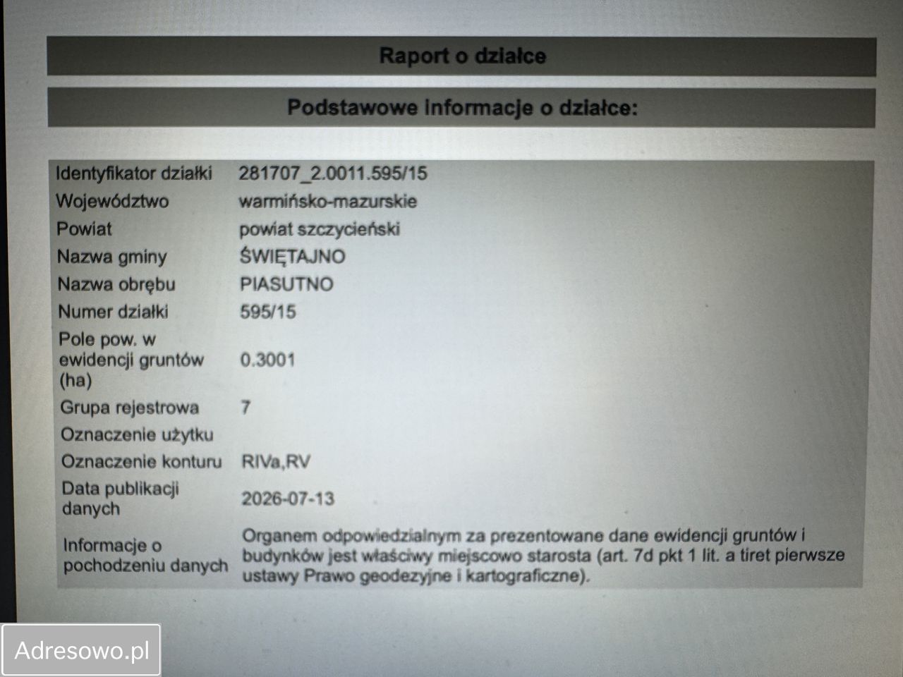 Działka rekreacyjna Piasutno. Zdjęcie 2