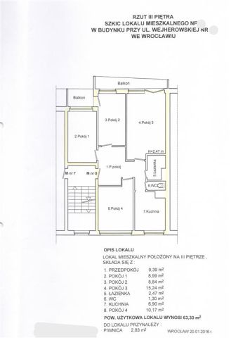 Mieszkanie 4-pokojowe Wrocław Popowice, Wejherowska/4 pokoje/rozkład/2 balkony. Zdjęcie 2