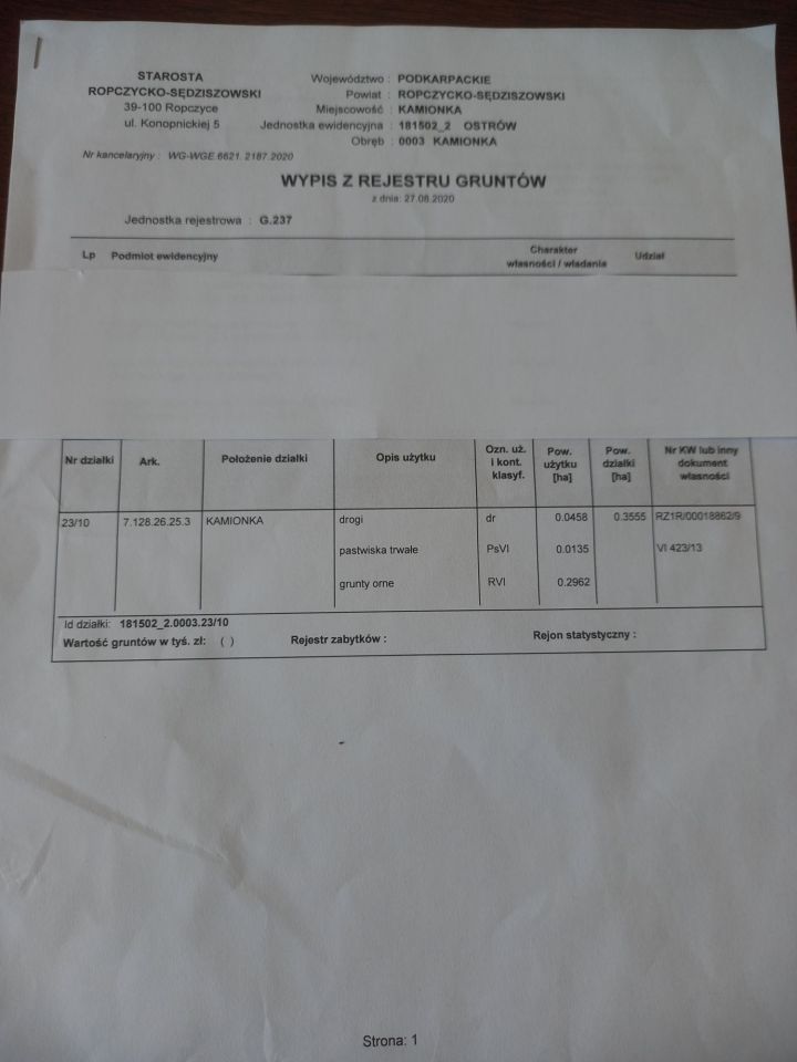 Działka rekreacyjna Kamionka