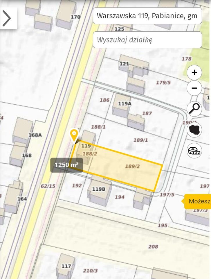Działka budowlana Pabianice Centrum, ul. Warszawska