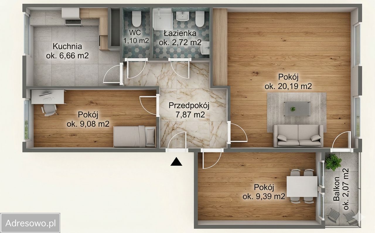 Mieszkanie 3-pokojowe Wrocław Psie Pole, ul. Chorwacka. Zdjęcie 5