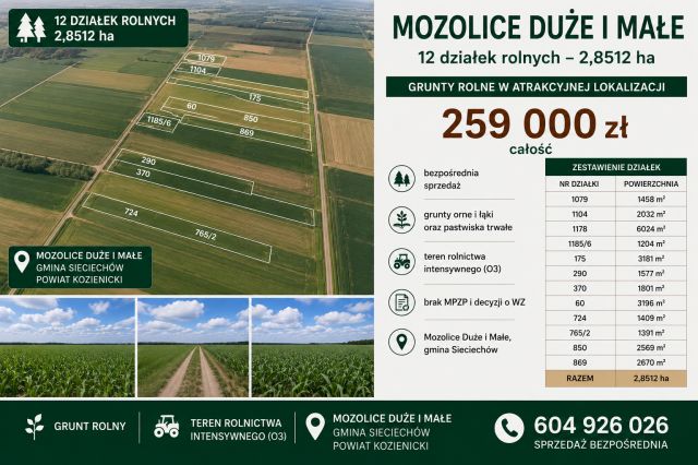 Działka rolna Mozolice Małe. Zdjęcie 1