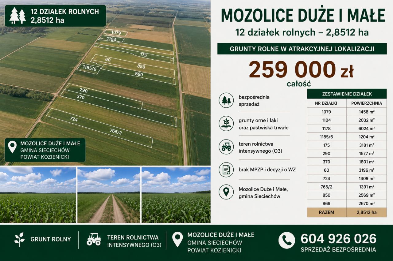 Działka rolna Mozolice Małe. Zdjęcie 1