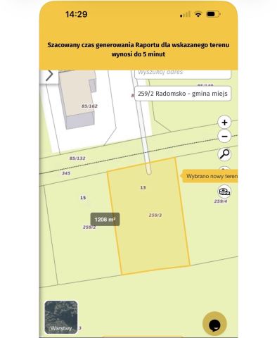 Działka budowlana Radomsko Centrum, ul. Rumiankowa. Zdjęcie 1