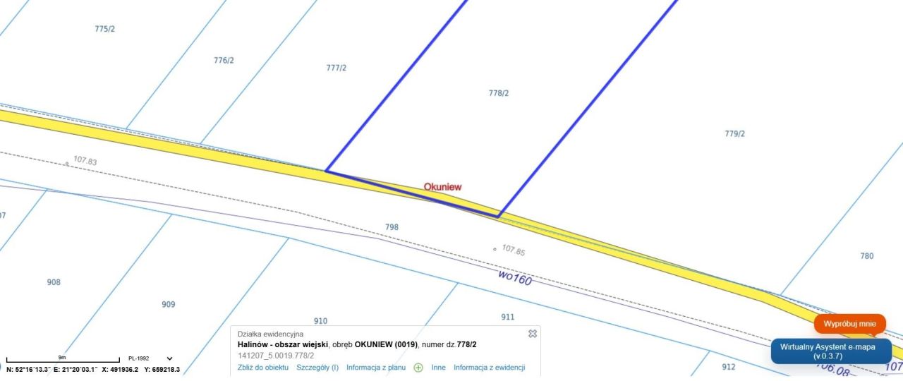 Działka inwestycyjna Okuniew, DW 637. Zdjęcie 8