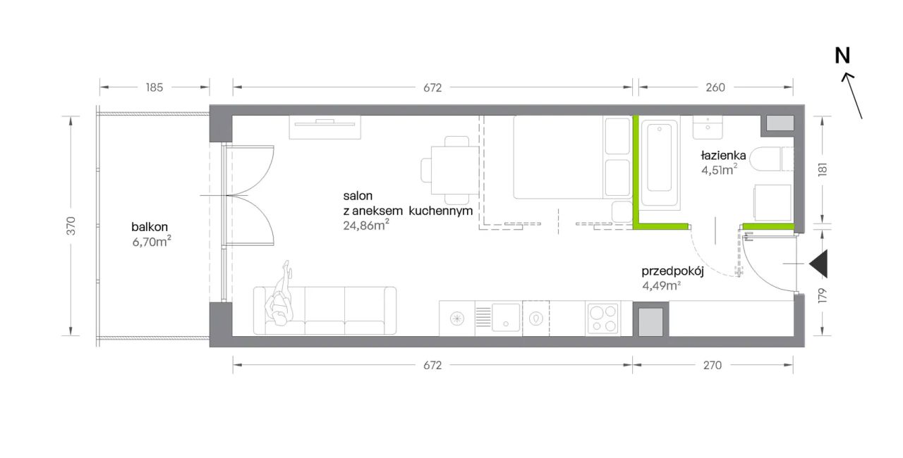 Mieszkanie 1-pokojowe Kraków Krowodrza, ul. Żabiniec. Zdjęcie 7