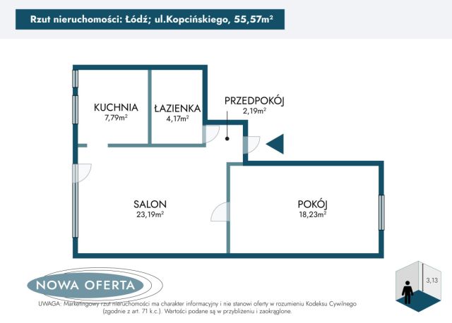 Mieszkanie 2-pokojowe Łódź Śródmieście, ul. dr. Stefana Kopcińskiego. Zdjęcie 18