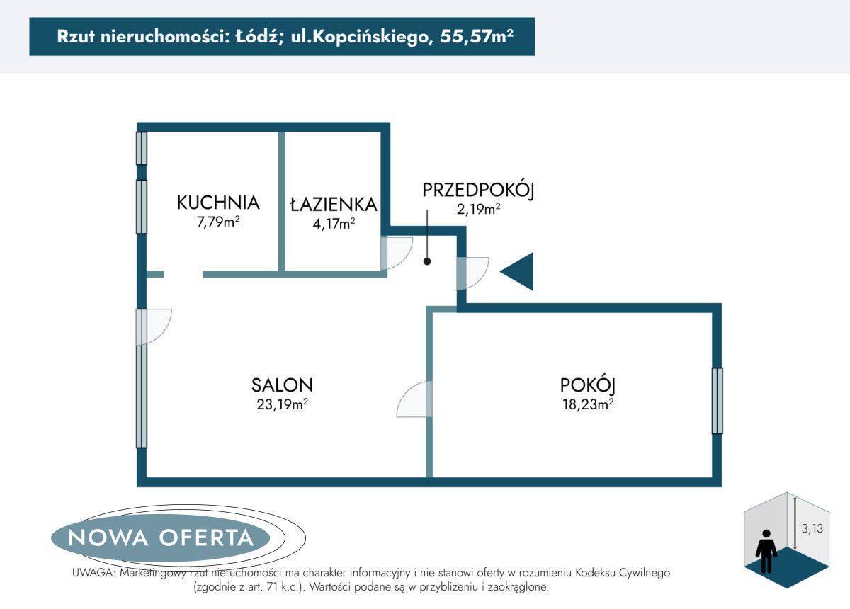 Mieszkanie 2-pokojowe Łódź Śródmieście, ul. dr. Stefana Kopcińskiego. Zdjęcie 18