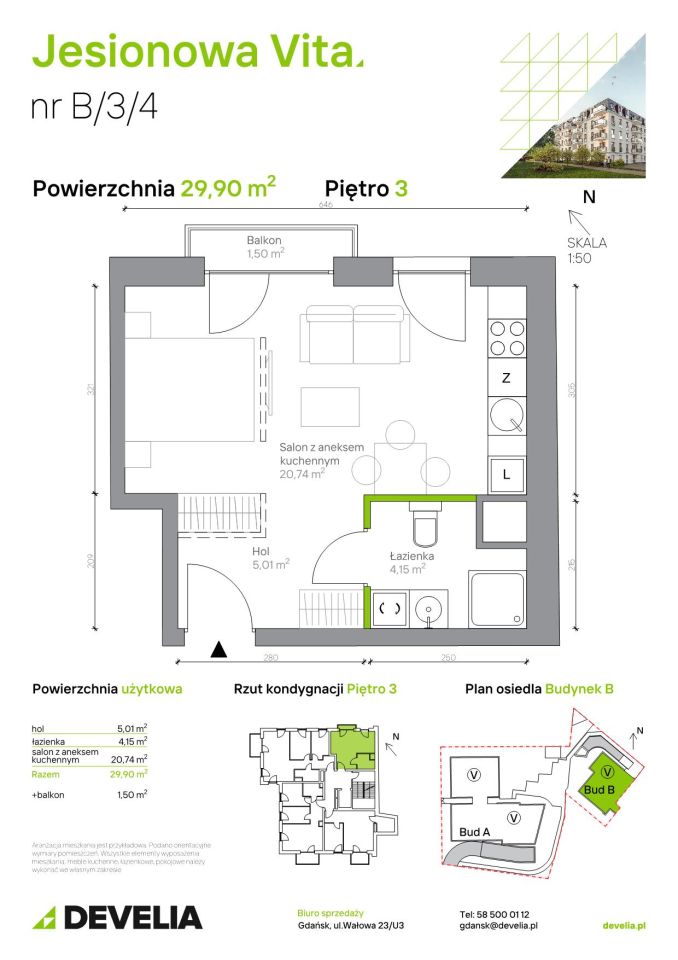 Mieszkanie 1-pokojowe Gdańsk Wrzeszcz, ul. Jesionowa. Zdjęcie 6
