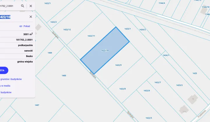 Działka rolna Besko Grabień, ul. Spokojna