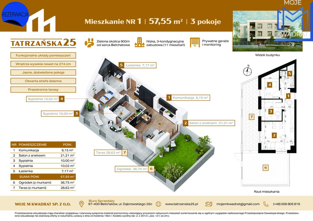 Mieszkanie 3-pokojowe Bełchatów, ul. Tatrzańska. Zdjęcie 1