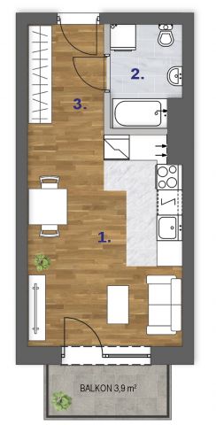 Mieszkanie 1-pokojowe Gdańsk Jasień, Kartuska 420. Zdjęcie 1