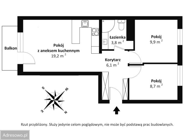 Mieszkanie 3-pokojowe Toruń Bielany. Zdjęcie 8