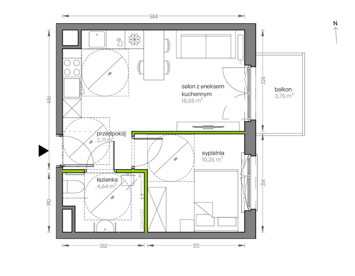 Mieszkanie 2-pokojowe Kraków Płaszów, ul. Myśliwska. Zdjęcie 25