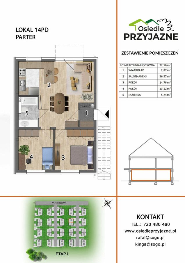Mieszkanie 3-pokojowe Lutynia. Zdjęcie 6