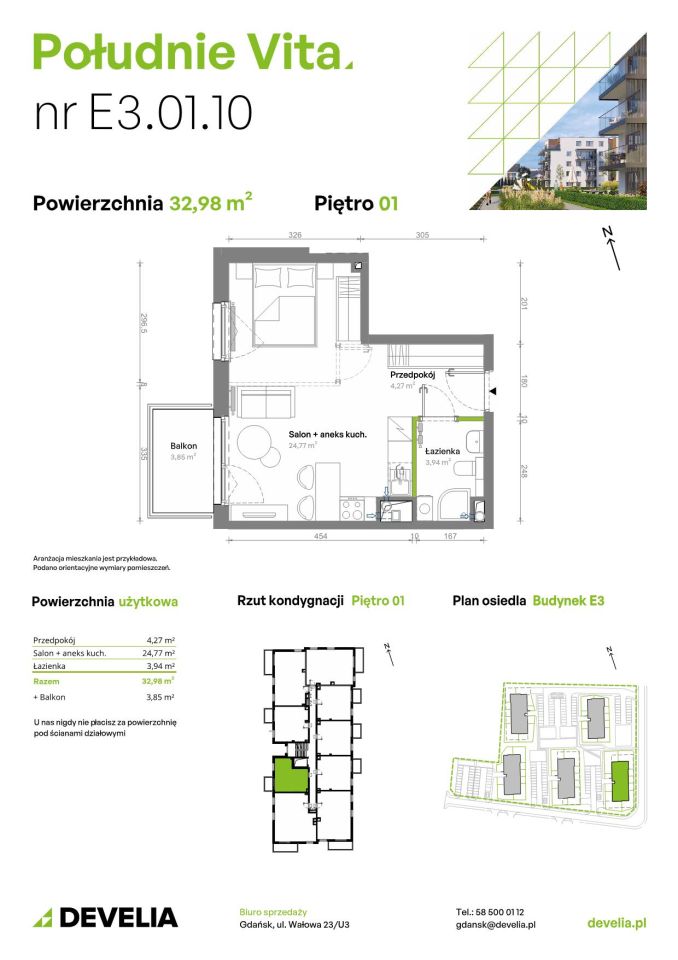 Mieszkanie 1-pokojowe Gdańsk Orunia Górna, ul. Kazimierza Wielkiego. Zdjęcie 7
