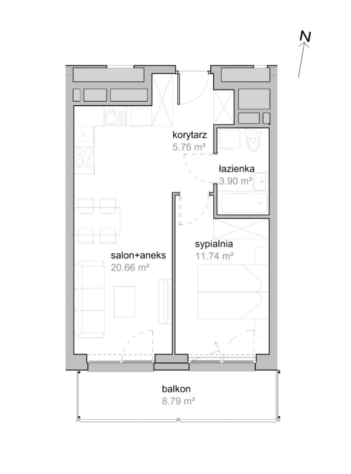 Mieszkanie 2-pokojowe Wrocław Tarnogaj, ul. Piękna. Zdjęcie 7