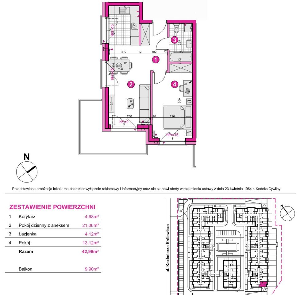 Mieszkanie 2-pokojowe Szczecin Niebuszewo, ul. Kazimierza Królewicza. Zdjęcie 3