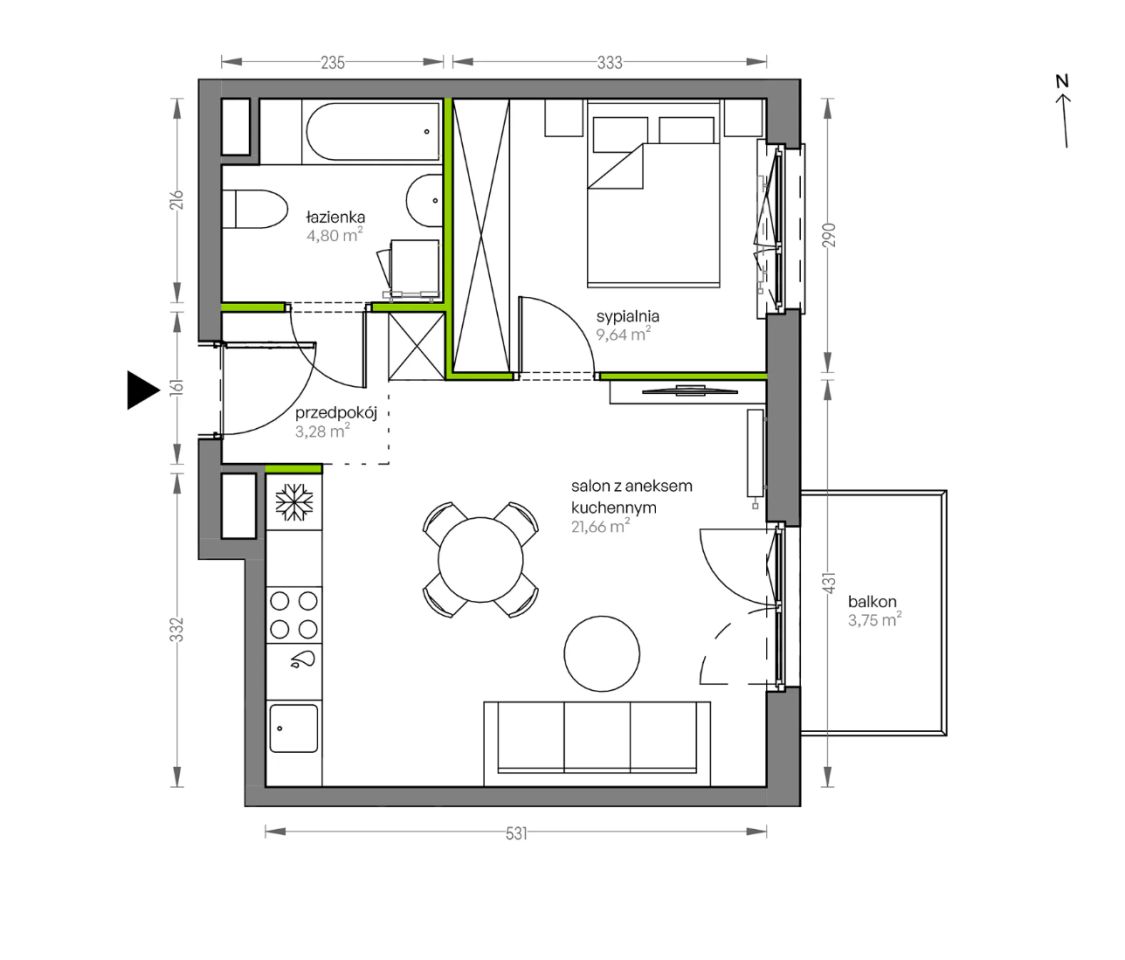 Mieszkanie 2-pokojowe Kraków Płaszów, ul. Myśliwska. Zdjęcie 25