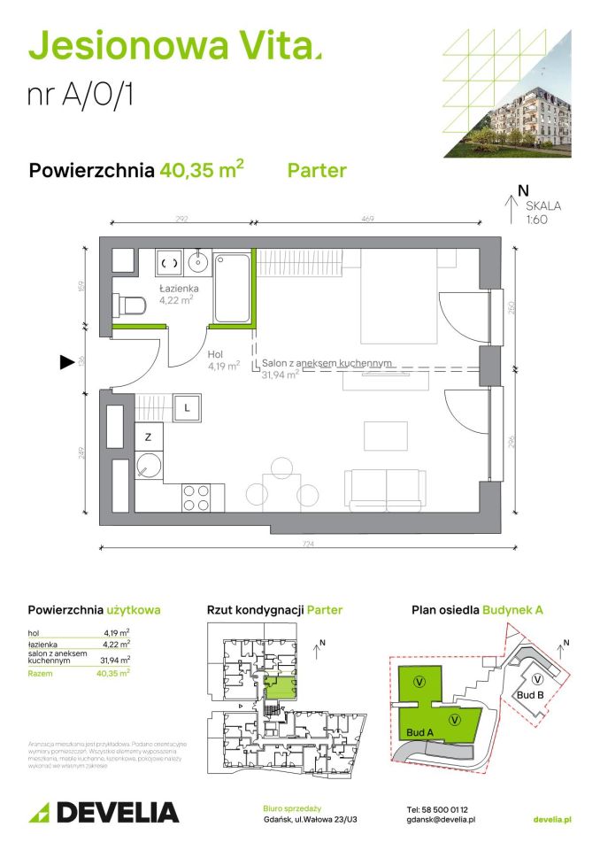 Mieszkanie 1-pokojowe Gdańsk Wrzeszcz, ul. Jesionowa. Zdjęcie 6