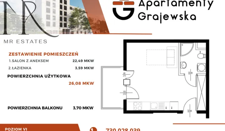 Mieszkanie 1-pokojowe Warszawa Praga-Północ, ul. Grajewska