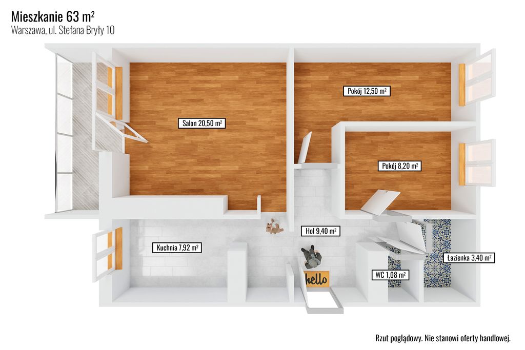 Mieszkanie 3-pokojowe Warszawa Mokotów, ul. Stefana Bryły. Zdjęcie 11