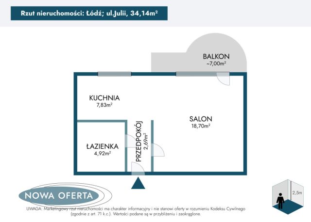 Mieszkanie 1-pokojowe Łódź Radogoszcz, ul. Julii. Zdjęcie 9