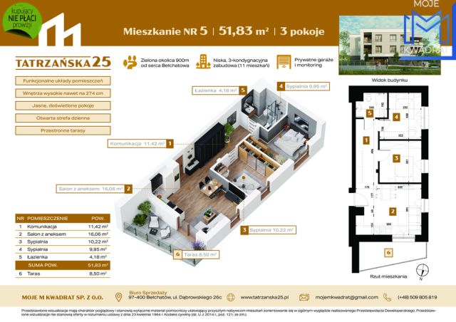 Mieszkanie 3-pokojowe Bełchatów, ul. Tatrzańska. Zdjęcie 1