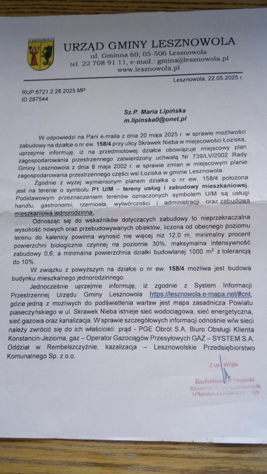 Działka rolno-budowlana Łoziska, ul. Skrawek Nieba