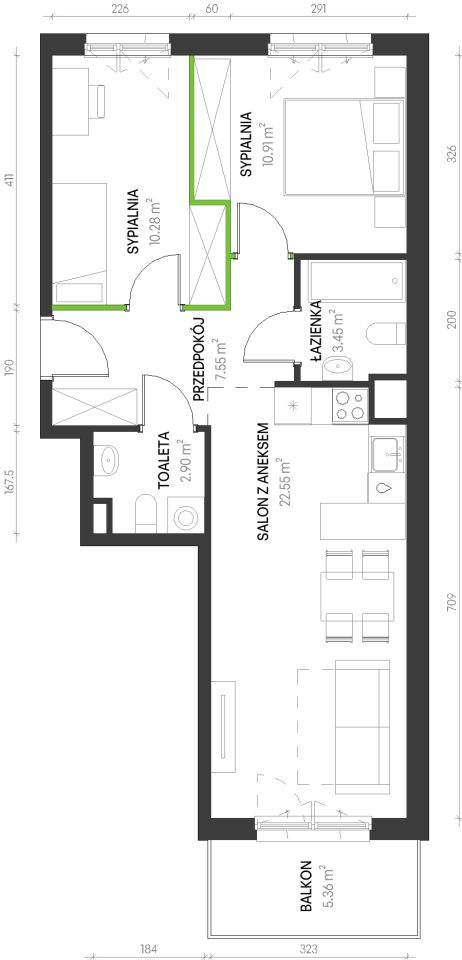 Mieszkanie 3-pokojowe Wrocław Maślice, ul. Augustowska. Zdjęcie 6