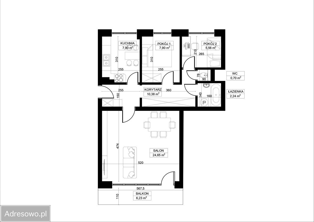 Mieszkanie 3-pokojowe Białystok Dziesięciny, ul. Leszczynowa. Zdjęcie 3