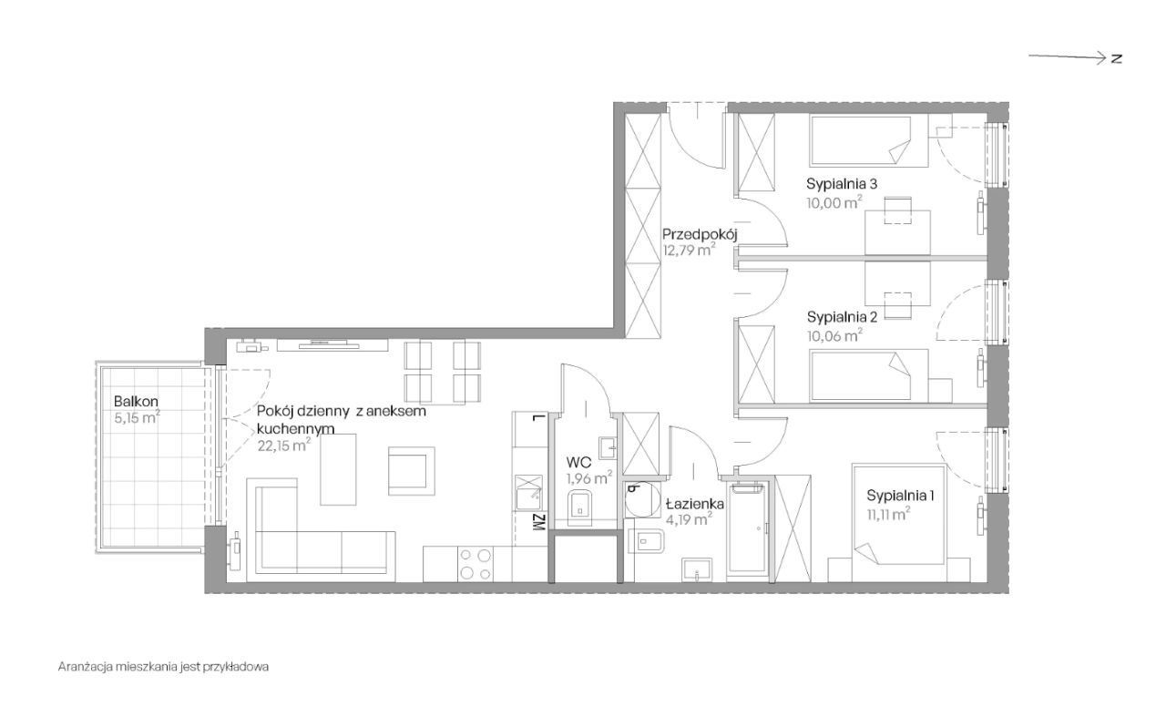 Mieszkanie 4-pokojowe Kraków Czyżyny, ul. Romana Ciesielskiego. Zdjęcie 6