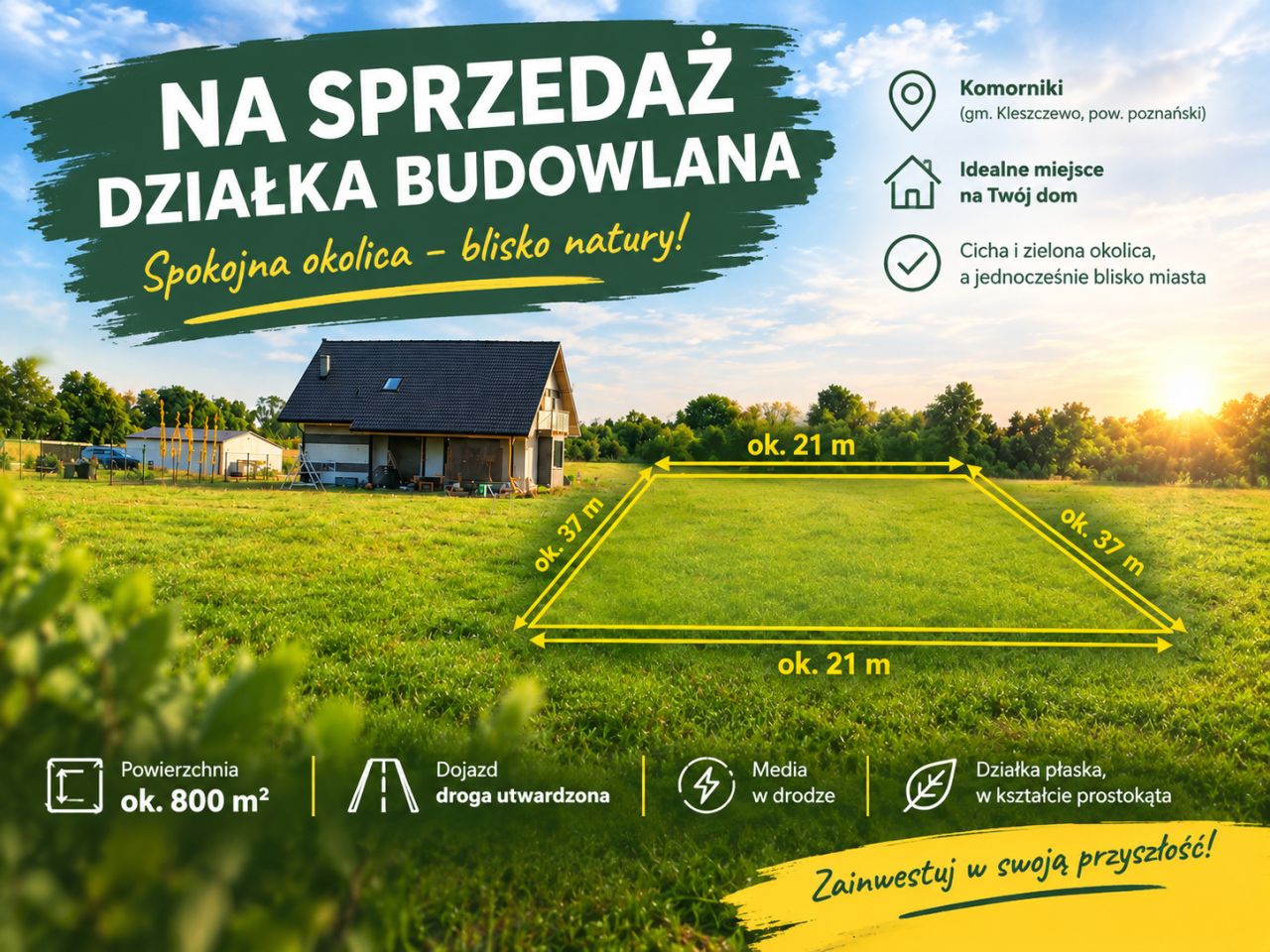 Działka budowlana Komorniki. Zdjęcie 1