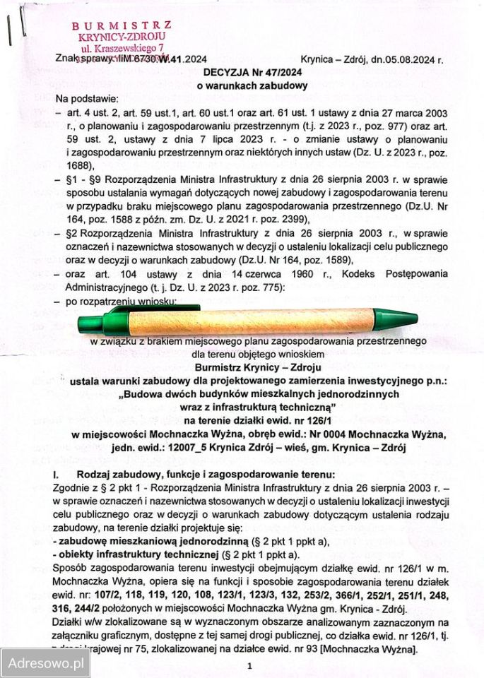 Działka budowlana Mochnaczka Wyżna. Zdjęcie 2