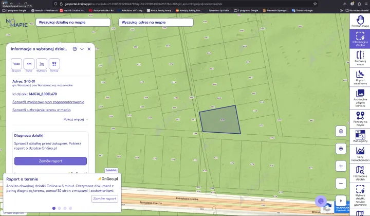 Działka leśna Warszawa Wawer, ul. Bronisława Czecha