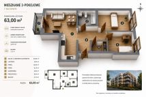 Mieszkanie 3-pokojowe Kraków Bieżanów, ul. Henryka i Karola Czeczów. Zdjęcie 1