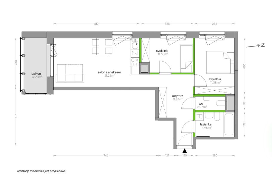 Mieszkanie 3-pokojowe Warszawa Mokotów, ul. Władysława Sikorskiego. Zdjęcie 6